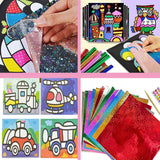 JKanruh 48 Pcs Art Kits,12 Color Sand Art Kits with 24 Sheets Sand Art Painting Cards,12 Sheets Magic Sticker Painting Set for Arts and Crafts,DIY Painting,Drawing JKanruh