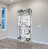 Howard Miller Bradington II Curio Cabinet II, Illuminate Storage Cabinets - Metal Pad Lock with Halogen Lights - Silver Finishing Best for Decorative Items, Living Room, Office & Home Decor Howard Miller