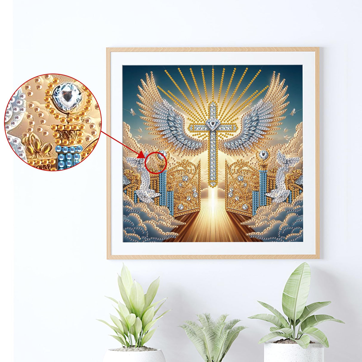 Special Shape Diamond Art Kits for Adults, 5D Religious Diamond Painting Kit with Cross, Ethereal Wings & Celestial Gate, DIY Crystal Rhinestones Painting for Home Wall Decor Gift 11.8 x 11.8 inch antor