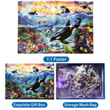 100 Piece Puzzles for Kids Ages 6-8 8-10 - Killer Whales Orca - 100 Piece Jigsaw Puzzle for Senior Ocean Jigsaw Puzzle for Toddler Children Learning Educational Puzzles Toys for Boys and Girls Jeacirio