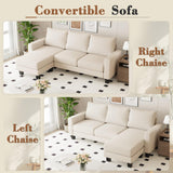 Homall Sofa for Living Room, Couch with Convertible Chaise, 3 Seat L-Shaped Sofas, Comfy Fabric Couches for Apartment, Small Space, White Homall