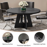 Tribesigns 47-Inch Round Conference Table for 4-6 People, Wooden Meeting Room Table with Thicken Tabletop and Wood Base, Modern Meeting Training Desk for Conference Room Seminar Room (Black) Tribesigns