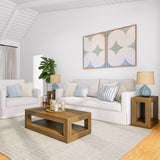 Plank+Beam Modern Rectangular Coffee Table with Shelf, Solid Wood, 40 Inch, Center Table with Storage, 2 Tier Tea Table for Living Room, Pecan Wirebrush Plank+Beam