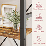 oneinmil Triple Wide 5-Shelf Bookcase Industrial Vintage Wood Style Large Open Bookshelves for Home&Office, Rustic Brown (5 Tier, Rustic Brown) oneinmil