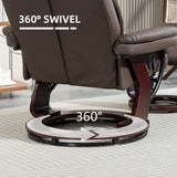 HOMCOM Recliner Chair with Ottoman, PU Leather Swivel Recliner with Comfy Footrest, Upholstered Adjustable Living Room Chair and Ottoman Set, Dark Brown HOMCOM
