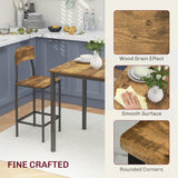 HOMCOM Industrial 3-Piece Counter Height Bar Table Set with Stools in Rustic Brown and Black HOMCOM