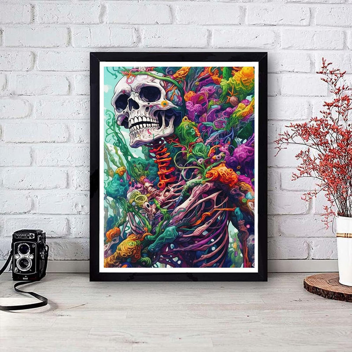 Generic Skull Diamond Painting Kits for Adults - Skeleton Diamond Art Kits for Adults, Round 5D Gem Art Kits for Adult DIY Crafts Kits for Gift Home Wall Decor Gifts 16x12inch Generic