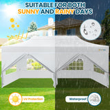 Hoteel Canopy 10x20 Heavy Duty Pop Up Canopy Tent with 6 Sidewalls,UPF50+ and Waterproof 1500mm,3 Height Adjustable,Upgraded Hexagonal Pipe,Commercial Instant Tent,for Picnic,Parties,Wedding,White Hoteel