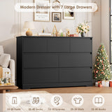 FACBOTALL Dresser for Bedroom, Modern White Dresser, Wood Chest of Drawers Nursery Dresser with Storage, 7 Drawer Double Dresser with Handle Free, Large Storage Dresser Organizer for Living Room,Black FACBOTALL