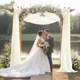 30" x 20Ft Wedding Arch Draping Fabric, 1 Panel Ivory Sheer Curtain Drapes Extra Wide & Long Backdrop Curtains for Wedding Arch Ceremony Birthday Party Decorations Party Talk