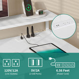 YITAHOME Computer Desk with Drawers, 47.2" Office Desk with Power Outlets & LED Light, Home Office Desk with Storage Shelves, White YITAHOME