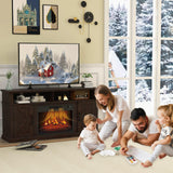 Luban Nese Fireplace TV Stand for TVs Up to 65" with 23" Electric Fireplace, Entertainment Center with Storage Cabinet and Open Shelves, Media Console with Barn Doors for Living Room (Espresso) Luban Nese