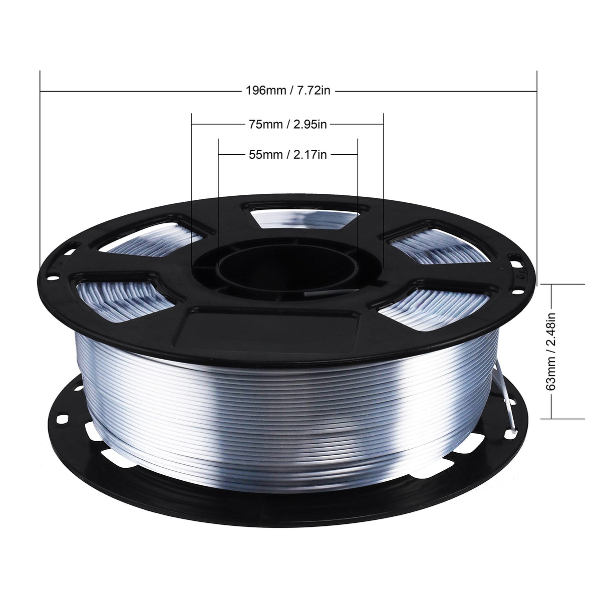 1.75mm Silk Pearlescent Metal Silver Shiny PLA Filament, 1kg 3D Printing Material Widely Support for FDM 3D Printer, Pack with Extra Filament Sample by BBLIFE Bblife