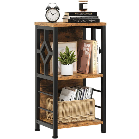 YITAHOME Rustic Brown 3-Tier Farmhouse Bookshelf for Small Spaces