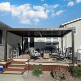 Domi Outdoor Louvered Pergola 10x16FT with Adjustable Steel Roof, Outdoor Aluminum Frame Rainproof Pergola for Backyard, Garden and Lawn,Brown domi outdoor living