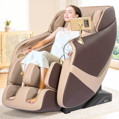 RELX 2025 Massage Chair Full Body, Zero Gravity Airbag Shiatsu Massage Chair with SL-Track, Heating, AI Control, Body Scan, 13 Modes, Foot Rollers, and Deep Yoga Stretch (Coffee)