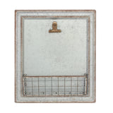 Stonebriar Rustic Galvanized Metal Magnetic Memo Board for Wall with Clip and Wire Basket Stonebriar