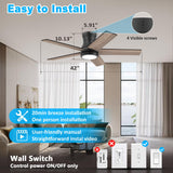 42In Smart Low Profile Ceiling Fan with Lights Remote,Controll by Voice WIFI Alexa App,Quiet DC Motor,Outdoor Indoor Flush Mount Ceiling Fans,Modern Black Walnut Fan for Bedroom Patio Porch Lorpies