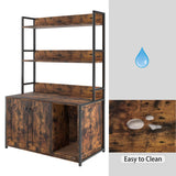 Litter Box Enclosure with 2 Storage Shelves Hidden Cat Litter Box Furniture with Scratch Pad, Indoor Cat House Kitty Box Washroom Cat Bookshelf Cabinet Retro Brown Hipicute