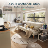 LINSY Futon Sofa Bed: 71 Inch Corduroy Futon Couch with Adjustable Backrest, Convertible Folding Futons Sofa Couches for Small Spaces Living Rooms Apartment Office, Beige LINSY