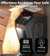 QINGENO Quick-Access Mounted Nightstand Handgun Gun Safe,Auto Open Lid Smart Pistol Safe with Keypad Lock/Key Lock (QG8002E Keypad) QINGENO