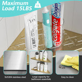 Qeke Corner Shower Shelf Brushed Golden, 304 Stainless Steel 11.5” Recessed Corner Shelf Bathroom for Tiled Wall, Floating Shower Shelves Shampoo Holder, No Drilling, 2 Pack Qeke