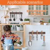 Mop and Broom Holder Wall Mount-Rustic Wood Broom Hanger Wall Mount | Laundry Room Organization and Storage Broom Organizer Wall Mount-Kitchen Decor Modern Farmhouse Wall Decor (Brown-3slots/4hooks) MG rack YF