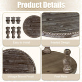 MAONAME Farmhouse Wood Riser for Display, Decorative Pedestal Stand for Kitchen Counter, Rustic Round Beaded Wooden Display Tray for Home Decor, Short and Tall Footed, 11.87 Inch MAONAME