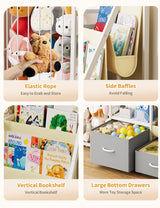 Twinkoo Kids Bookshelf and Toy Storage, Large 3 Tier Book Shelf for Kids Rooms, Sling Baby Bookcase with Stuffed Animal Storage, Toddler Montessori Bookshelf for Nursery, Playroom, Kindergarten Twinkoo