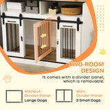 PawHut Dog Crate Furniture for Large Dogs or Double Dog Kennel for Small Dogs with Shelves, Sliding Doors, 47" x 23.5" x 35", White PawHut