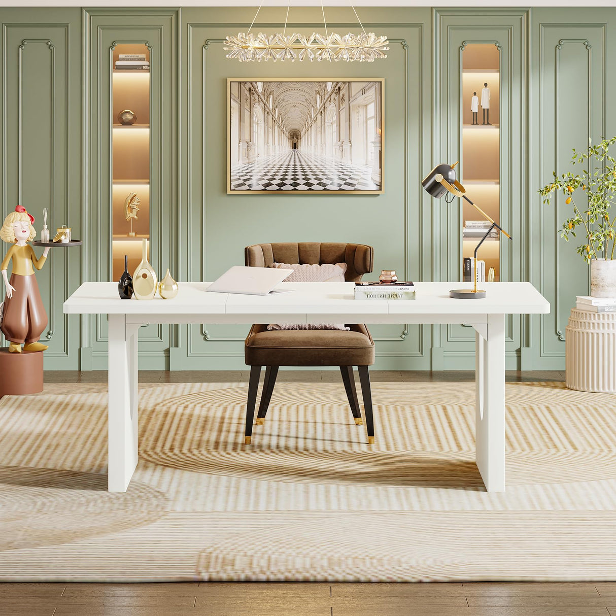 Tribesigns Modern Executive Desk, 70.9" Large Office Computer Desk, Conference Table Meeting Room Table, Simple White Workstation Business Furniture for Home Office Tribesigns