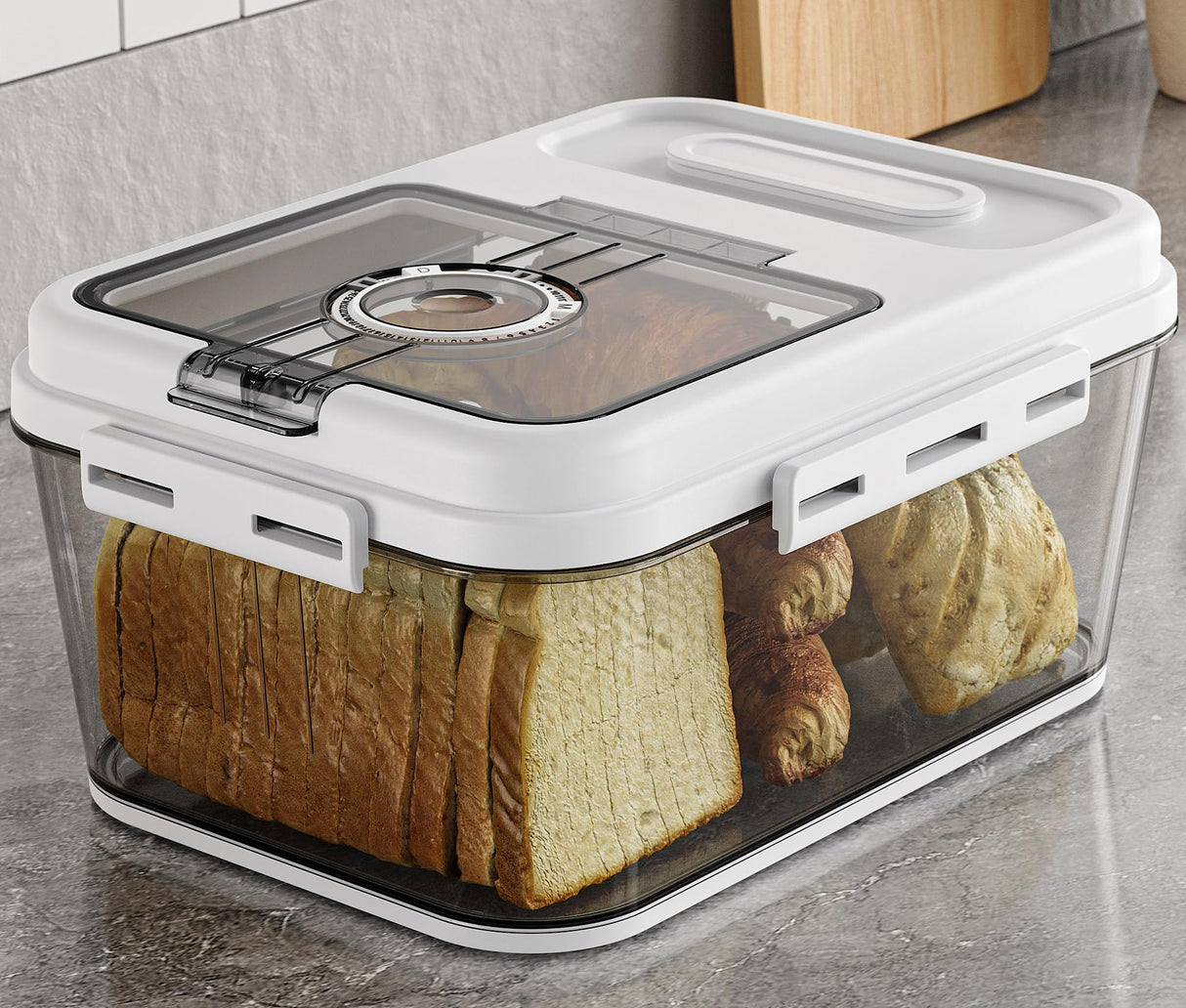 Olimingse Bread Box For Kitchen Countertop, Airtight Bread Storage Container, Time Recording Bread Keeper with Lid,Bread Storage For Homemade Breads, Toast, And Cookies, White Bread Holder. Olimingse
