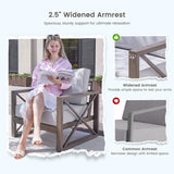 UDPATIO Patio Aluminum 3-Seat Couch, Faux Wood All-Weather Outdoor Furniture Sofa with 6” Water-Resistant OLEFIN Cushions and Rust-Proof Frame, Waterproof Cover Included, Beige UDPATIO