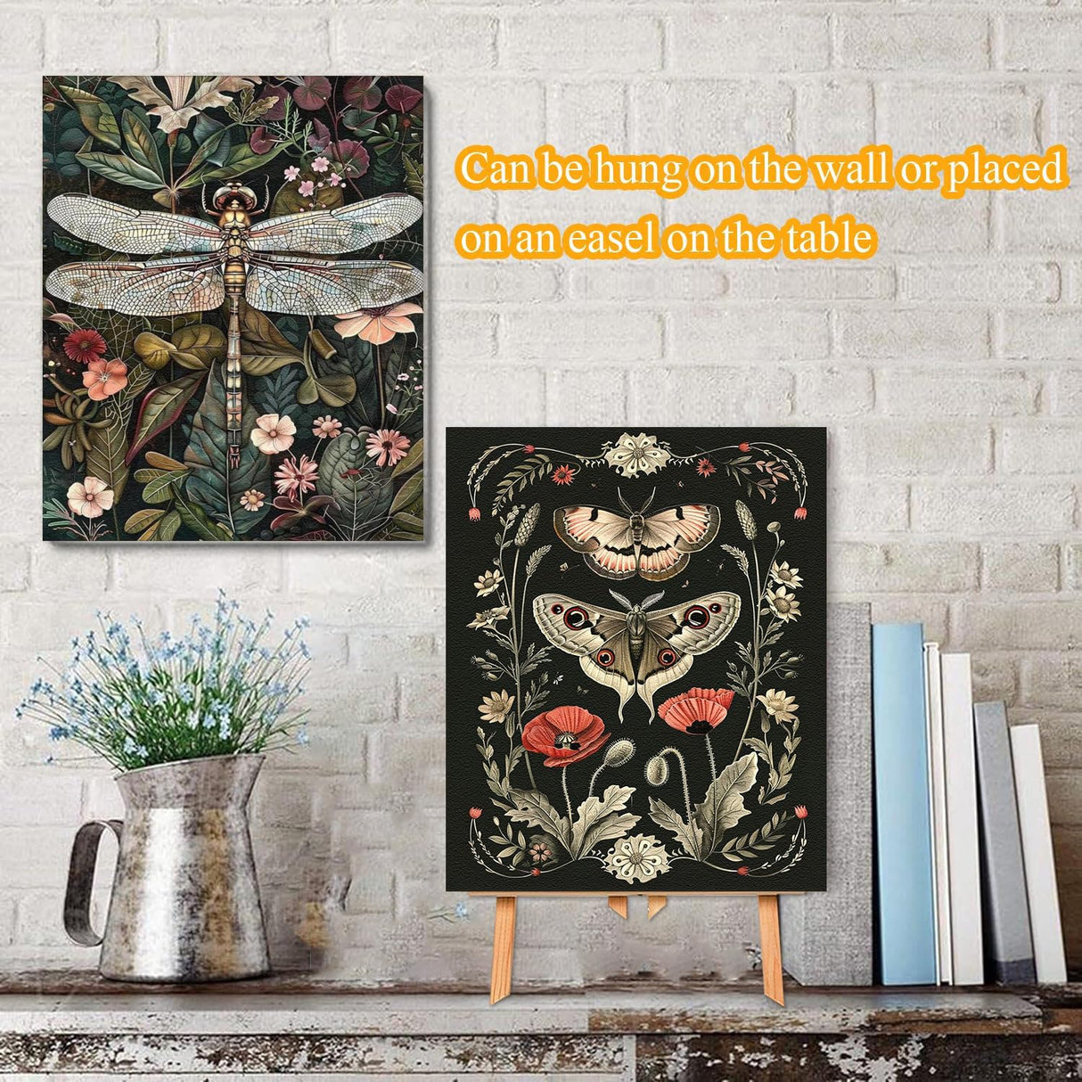 4 Pack Insect Paint by Numbers Kit for Adults Beginner with Frame,Dragonfly Moth Bee Butterfly Paint by Number with Wooden Easel DIY Landscape Adult Paint by Number Kits for Home Decor 9x12inch Kaixine