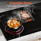 Traenvir 30 Inch Electric Cooktop, 5 Burner 8400W Built-in Electric Stovetop, Ceramic Cooktop with Expanded Zone, Slide Touch Control, Timer, Child Safety Lock, Pause, 220V - 240V Hard Wire, No Plug Traenvir