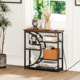 Snughome Entryway Table, Console Table with Charging Station, Industrial Narrow Sofa Table with 5 Tier Storage Shelves, Entrance Table for Hallway, Behind The Couch, Living Room, Foyer Snughome