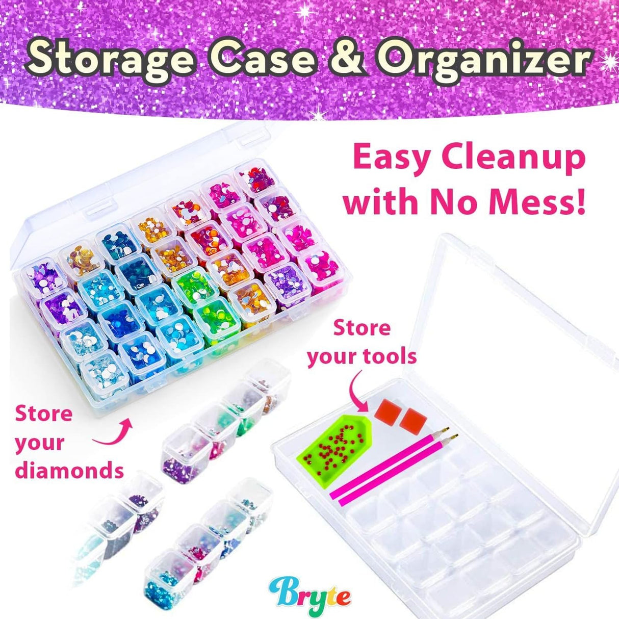 BRYTE Diamond Painting Kits for Kids - Unicorn & Mermaid Crafts with Storage Case, Jewelry, Keychains, Stickers & More - Diamond Art Kits for Kids BRYTE