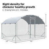 Veehoo Large Metal Chicken Coop for 6-10 Chickens, Walk-in Chicken Run Outdoor Duck Pens Rabbit Cage with Water-Resident and Anti-UV Cover for Outside,Backyard and Farm, 6.5' L x 9.8' W x 6.5' H Veehoo