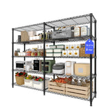 MilleLoom 5-Tier Storage Shelves, 60"W Metal Shelving Unit Heavy Duty Adjustable Garage Corner Wire Rack, H-Shaped/L-shaped Shelf for Kitchens, Pantry Rooms, Basement Storage,13.8"D x 60"W x 70.5"H MilleLoom