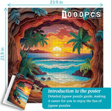 PICKFORU Beach Puzzles for Adults 1000 Pieces, Summer Sunset Puzzles Challenging Puzzle, Difficult Puzzle as Home Decor PICKFORU