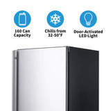 NewAir 24" Built-in 160 Can Outdoor Beverage Fridge in Weatherproof Stainless Steel with Auto-Closing Door and Easy Glide Casters. New Air Mini Fridge, Built-In or Freestanding Outdoor Fridge NewAir