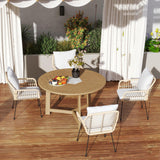 DAYAOUTDOOR 3 Pieces Outdoor Bistro Set, Bistro Set Outdoor with Glass Top Table, Patio Wicker Furniture Set 3 Piece, Rattan Conversation Set for Balcony, Lawn, Garden, Backyard, Poolside, Beige DAYAOUTDOOR