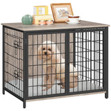 MAHANCRIS Dog Crate Furniture with Cushion, Wooden Dog Kennel with Double Doors, Heavy Duty Dog Cage for Small/Medium/Large Dogs, Indoor Dog House End Table, 31.5" L, Greige DCHG0701 MAHANCRIS