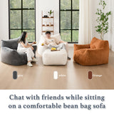 Giant Plush Bean Bag Chair for Adults with Armrests - Oversized Comfy Beige Beanbag Lounge Lazy Floor Sofa Accent Chair for Living Room, Bedroom & Dorm, Cozy Fluffy Single Cloud Mini Couch Gericco