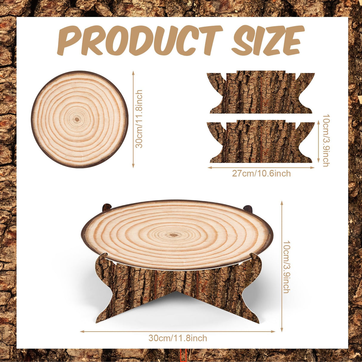 Zopeal 2 Pcs Woodland Cupcake Stand Wooden Cupcake Stand Decoration Western Cake Holder Camping Cake Holder for Woodland Baby Shower Decoration Forest Safari Birthday Party Supplies(Classic) Zopeal