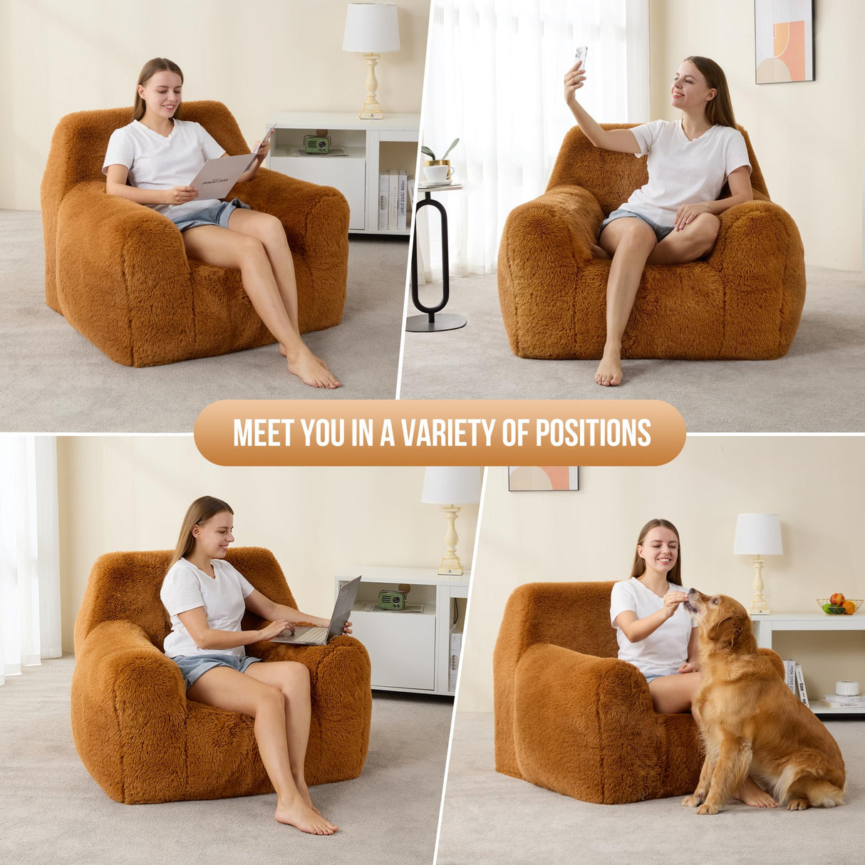Hobestluk Bean Bag Chair Giant Bean Bag Chairs for Adults, Bean Bag Sofa Chair with Armrests, Oversize Beanbag Couch Comfy Chair for Bedroom, Living Room, Dorm and Office Hobestluk