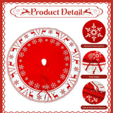 OurWarm Christmas Tree Skirt 48 Inches, Large Xmas Tree Skirts with Snowflake and Reindeer Pattern, Red and White Tree Mat for Christmas Winter Holiday Indoor Decorations OurWarm