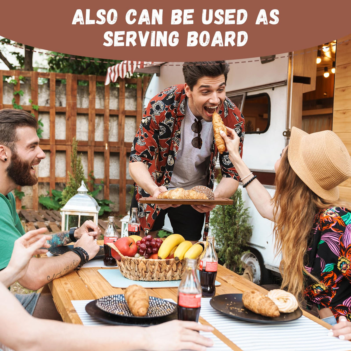 Roshtia 6 Pieces Acacia Wood Cutting Board Kitchen Wooden Chopping Board with Juice Groove Reversible Charcuterie Serving Board Butcher Block Cutting Board for Meat, Cheese, Vegetables, 14" x 10" Roshtia