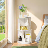 Furniwell 4-Tier Rotating Bookshelf and Bookcase, 360° Display Stackable Spinning Book Shelf Tower with Raffle, Floor Standing Corner Shelf for Living Room, Study Room(16" W*16" D*51" H) Furniwell