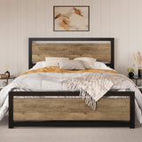 SHA CERLIN Heavy Duty Full Size Metal Platform Bed Frame with Wooden Headboard and 13 Strong Slats Support SHA CERLIN